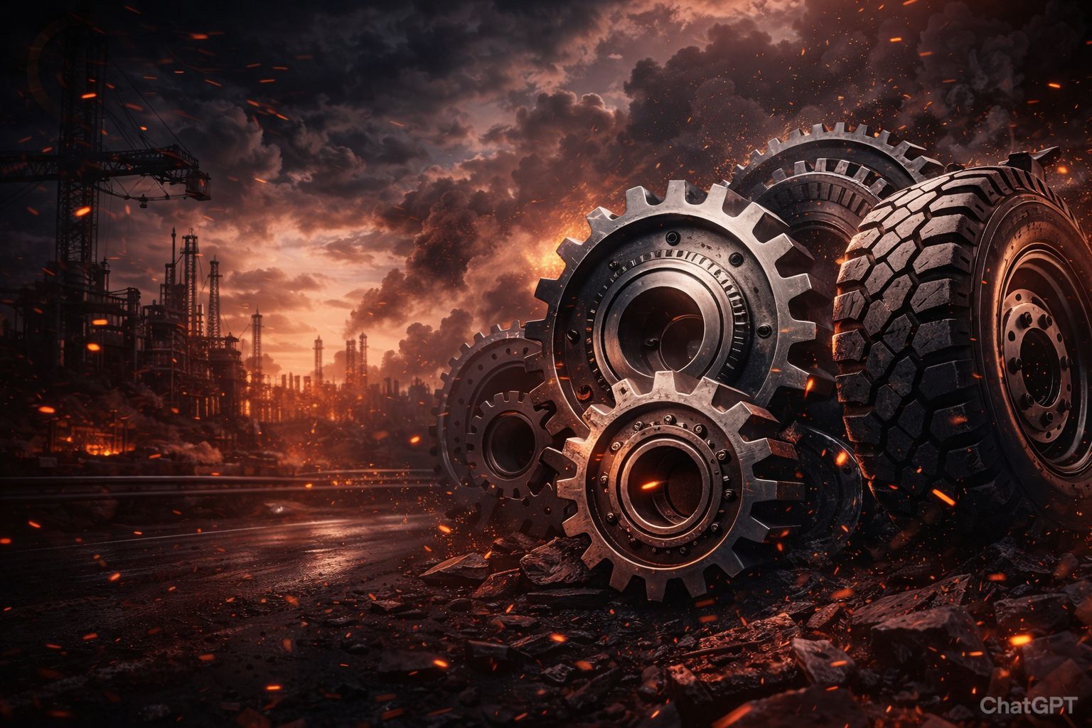 چرخ‌دنده و پس‌زمینه صنعتی